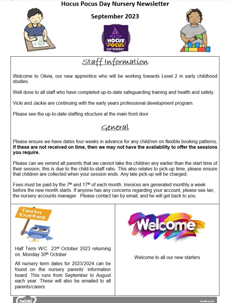 day care nursery hp bolton newsletter
