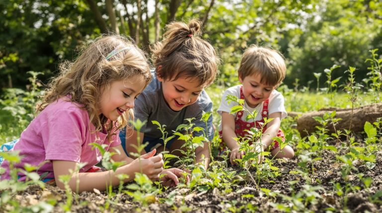 children enjoying nature